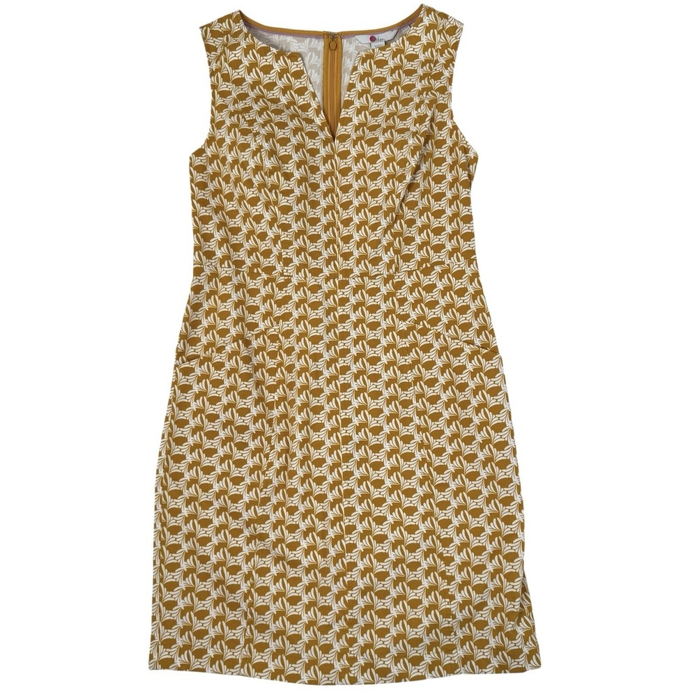 Boden Helena Chino Dress Womens 4P Mustard Yellow White Office Preppy Sleeveless